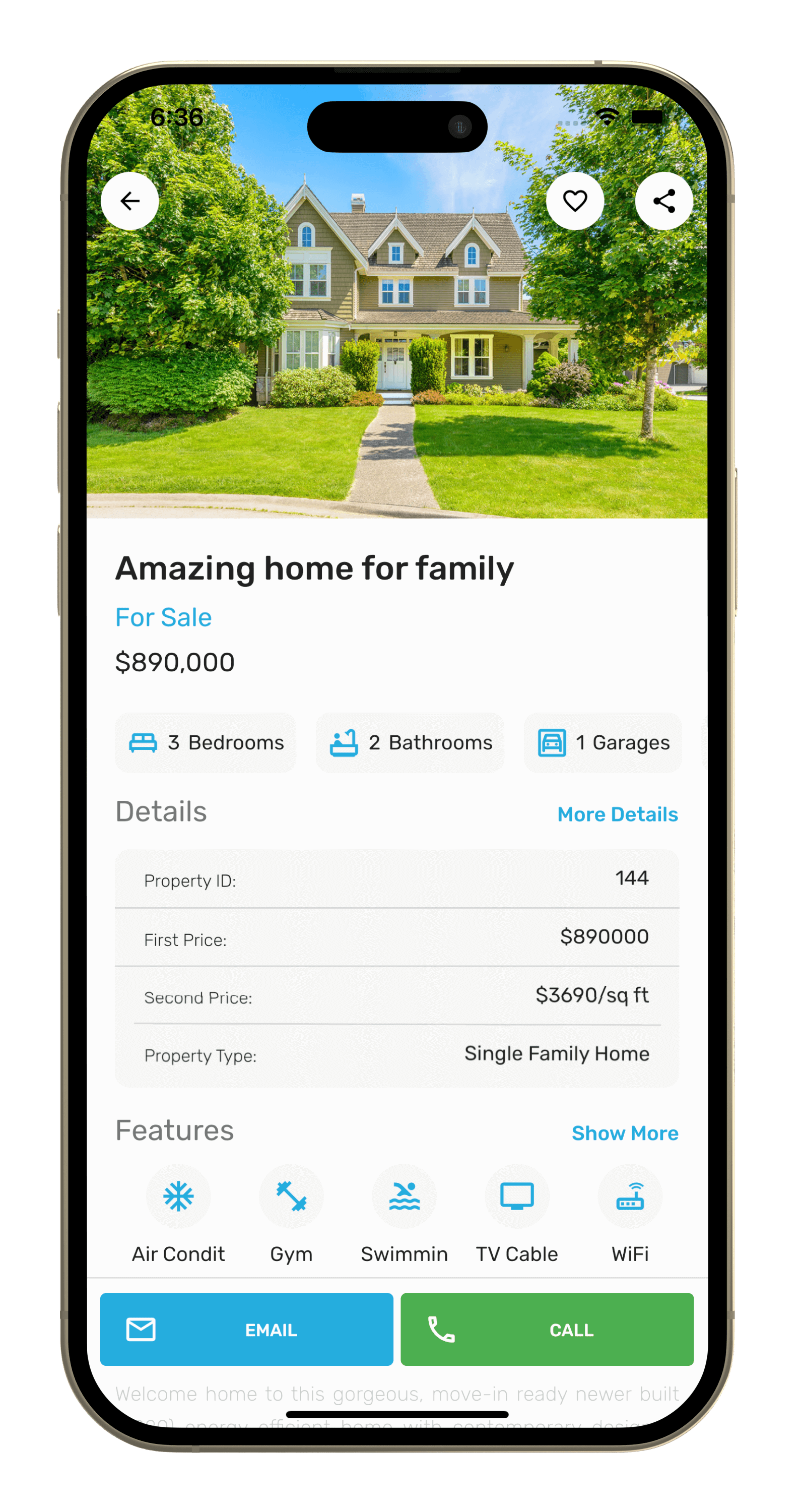 Houzi Property Details Screen